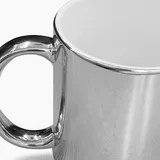 Caneca Branca Alça Cromada Prata