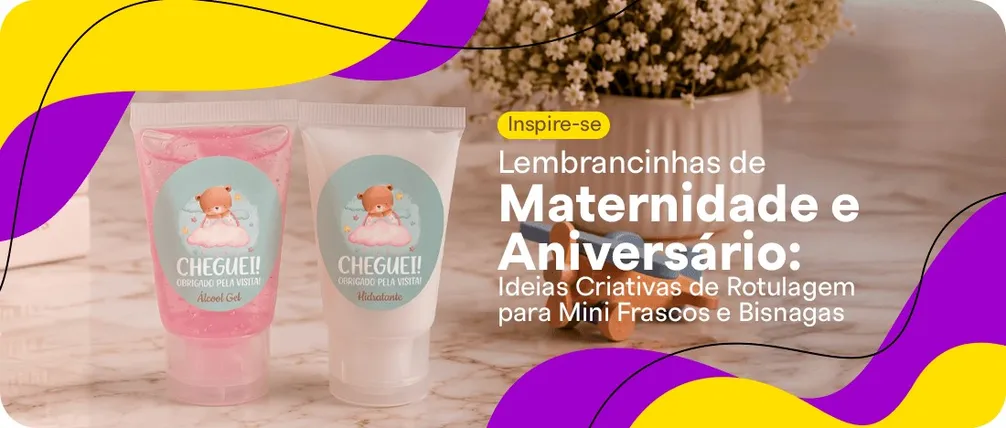 Lembrancinhas de Maternidade e Aniversário:  ideias criativas de rótulos para mini frascos e bisnagas