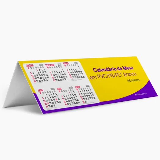 Calendário de Mesa em PVC/PS/PET Branco