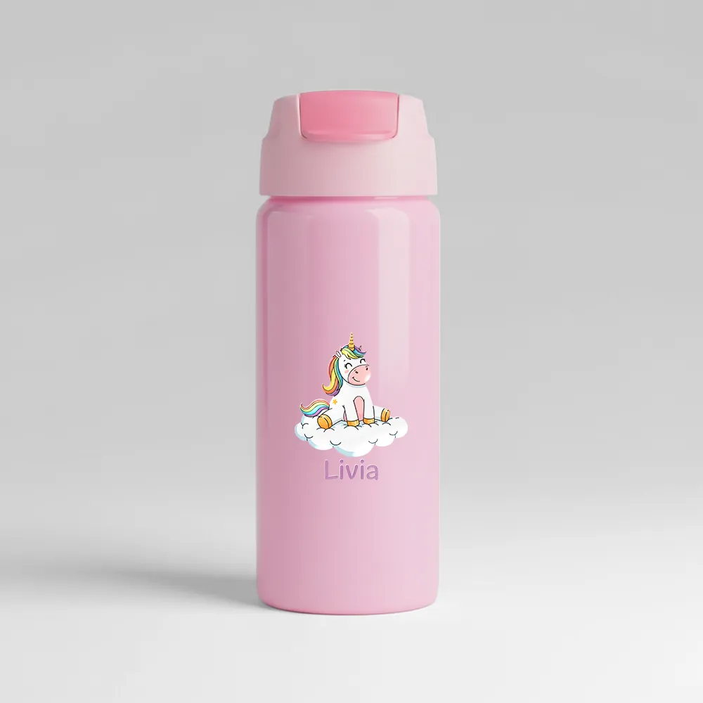 Garrafa Alumínio Com Canudo 600ml
