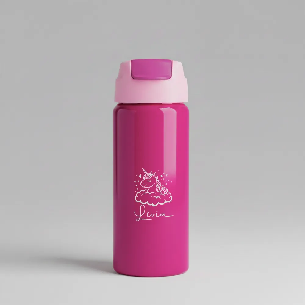 Garrafa Alumínio Com Canudo 600ml
