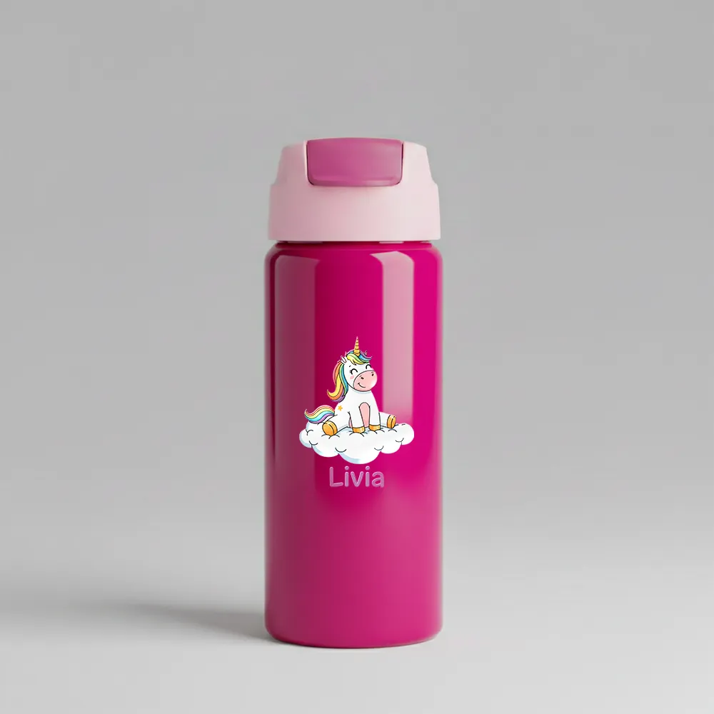Garrafa Alumínio Com Canudo 600ml