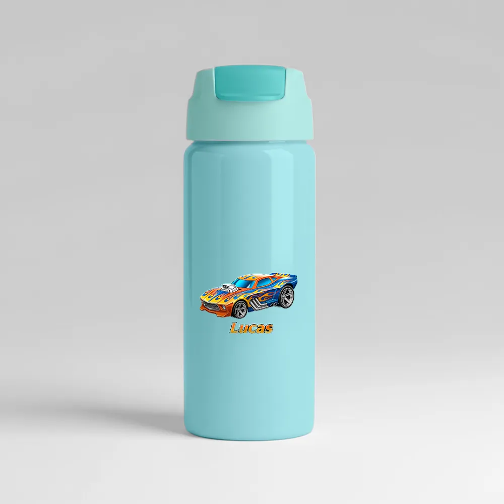 Garrafa Alumínio Com Canudo 600ml