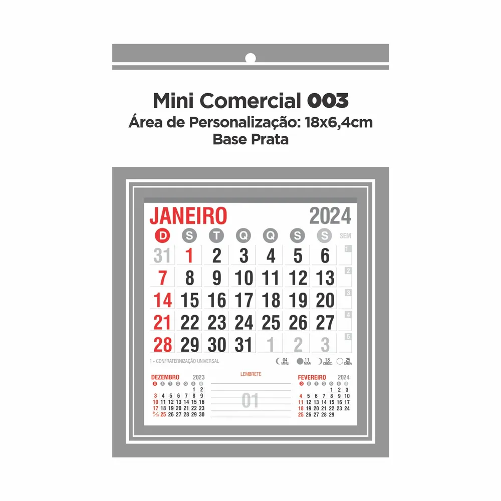 Folhinha Comercial para Personalizar
