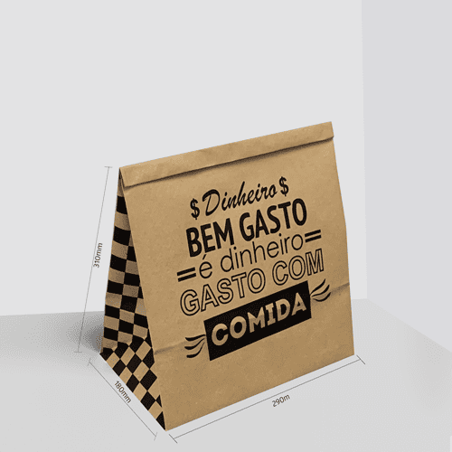 Saco Kraft para Delivery Sem Personalização