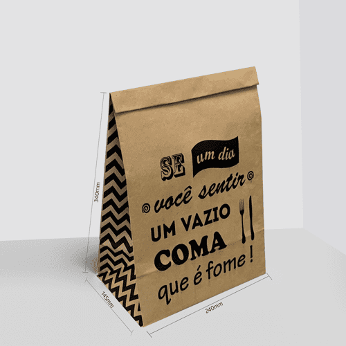 Saco Kraft para Delivery Sem Personalização