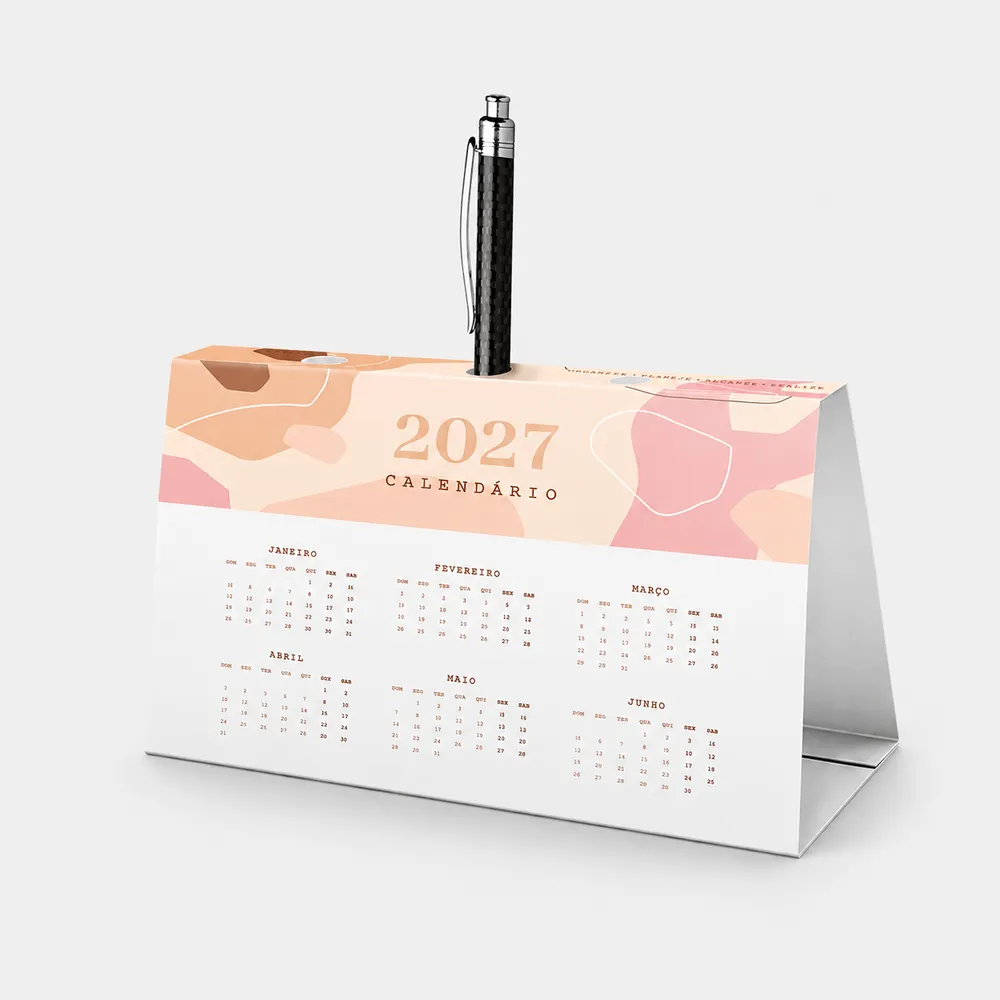 Calendário de Mesa Porta-Caneta