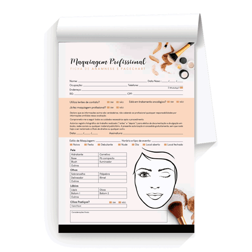 Bloco Anamnese Maquiagem Profissional