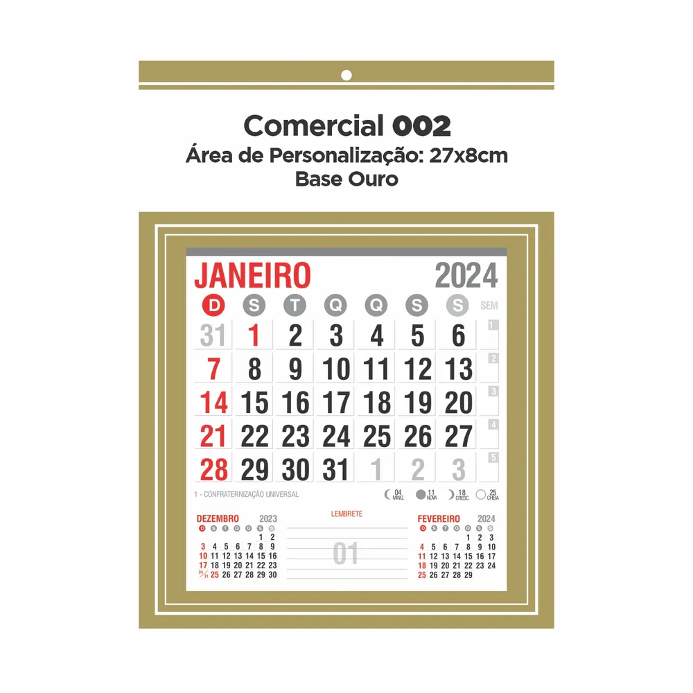 Folhinha Comercial 2025 para Personalizar