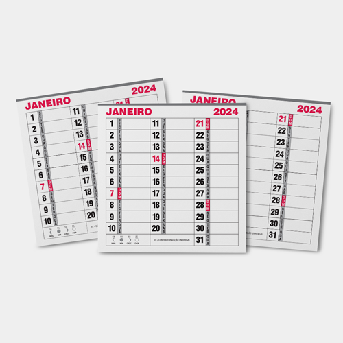 Bloco de Calendário Comercial 2024 - Anotações