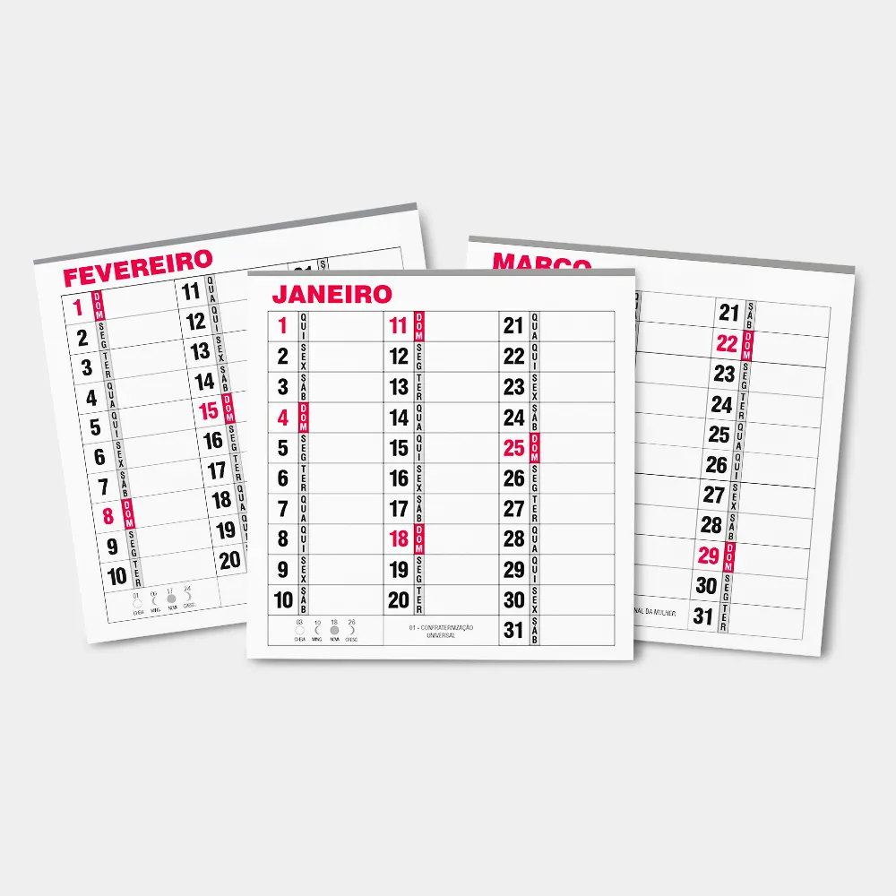 Bloco de Calendário Comercial 2027 - Anotações