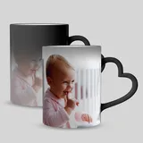 Caneca Mágica Personalizada Alça Coração Preto Fosco