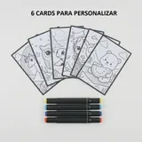 Kit Colorir Festa Com 4 Canetas Marcador Ponta Dupla