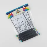 Kit Colorir Festa Com 4 Canetas Marcador Ponta Dupla