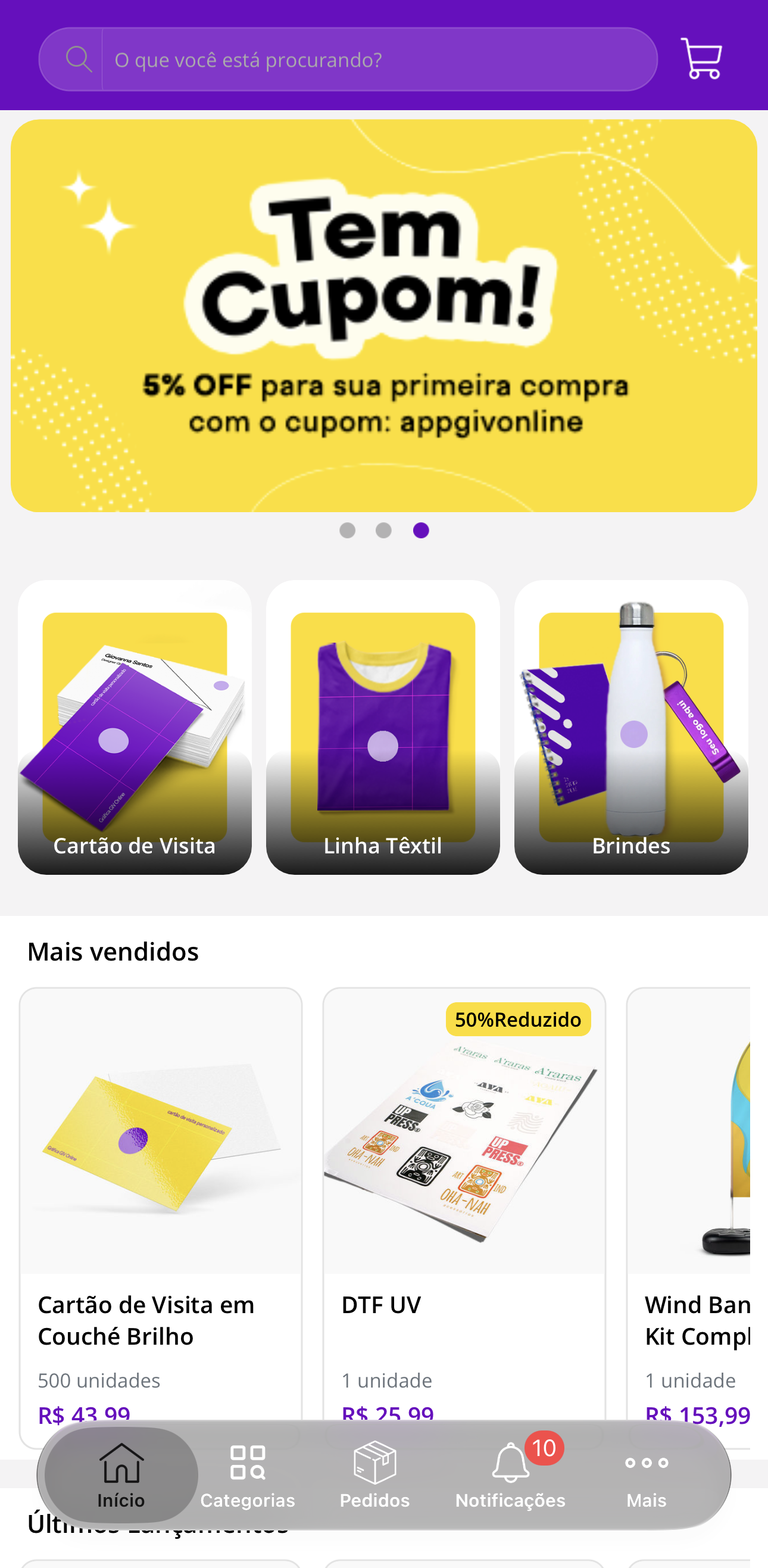 Home do app GIV Online