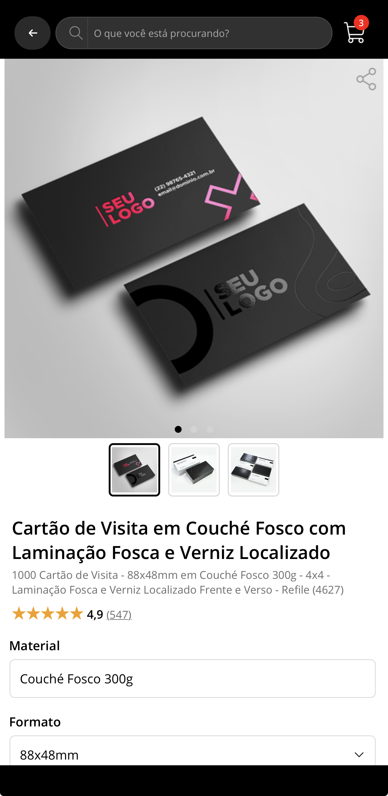 Página de produto e envio de arquivo no app