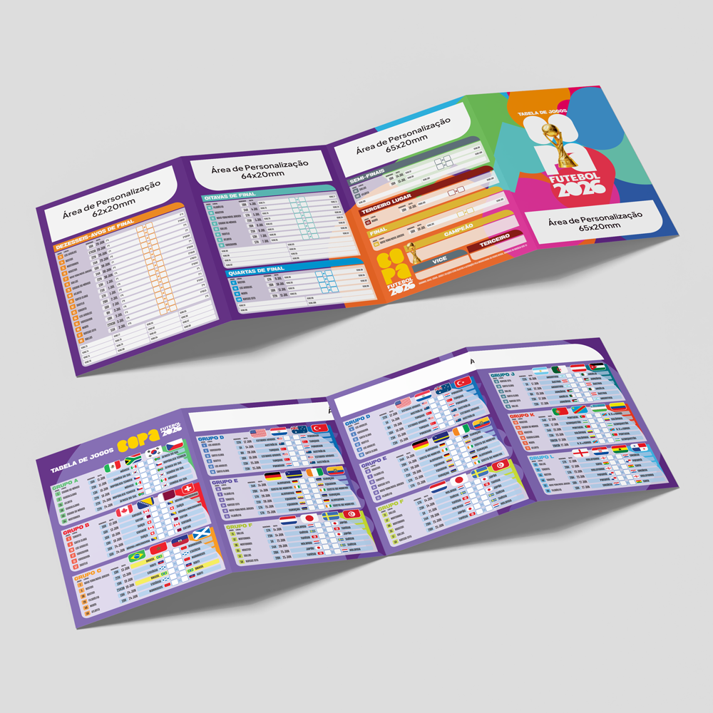 Tabela Copa do Mundo Personalizada 3 Dobras