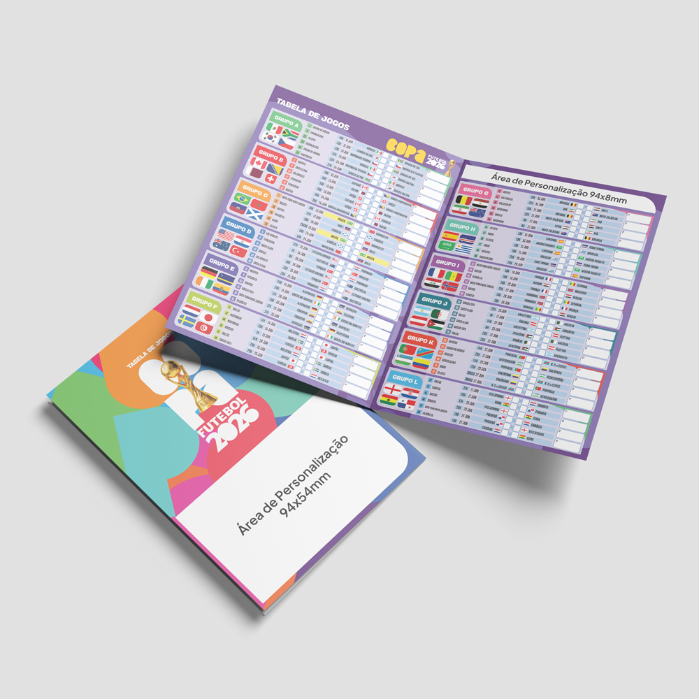 Tabela da Copa Personalizada 1 Dobra