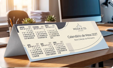 Calendário de Mesa em PVC PS PET Branco