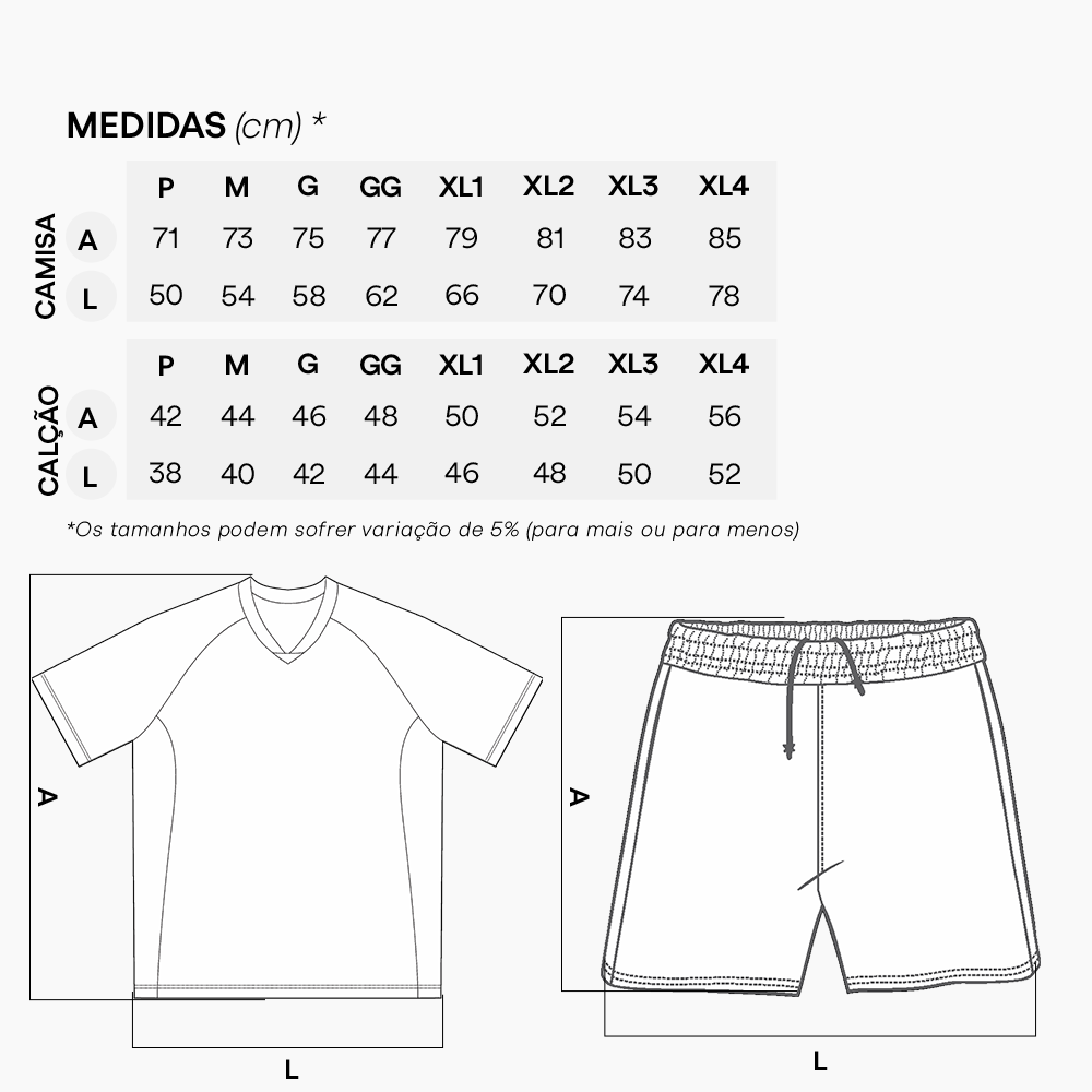 Uniforme arc cotas tamanhos