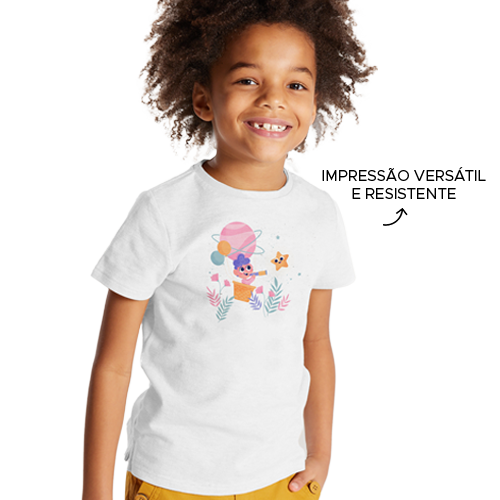 Camiseta Básica Infantil Branca 100% Algodão