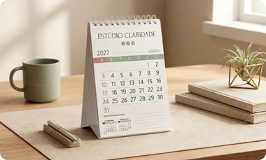 Calendário de Mesa com Base Rígida