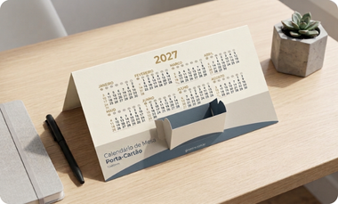 Calendário de Mesa Porta-Cartão