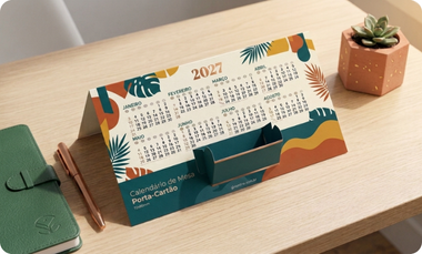 Calendário de Mesa Porta-Cartão Personalizado