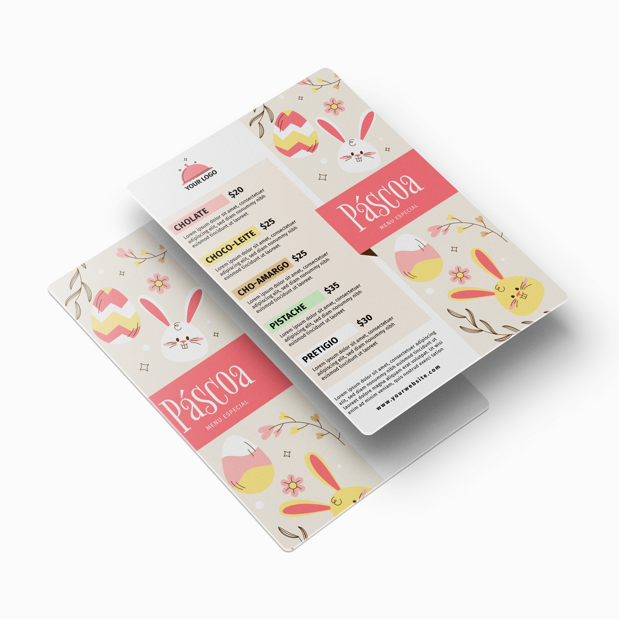 Cardápio em Plástico