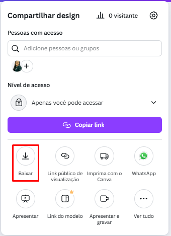 Canva - compartilhar e baixar
