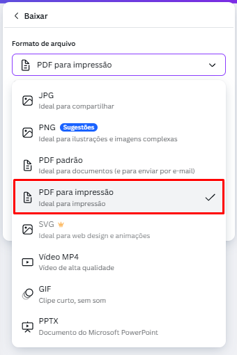 Canva - PDF para impressão