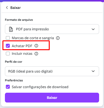 Canva - achatar PDF