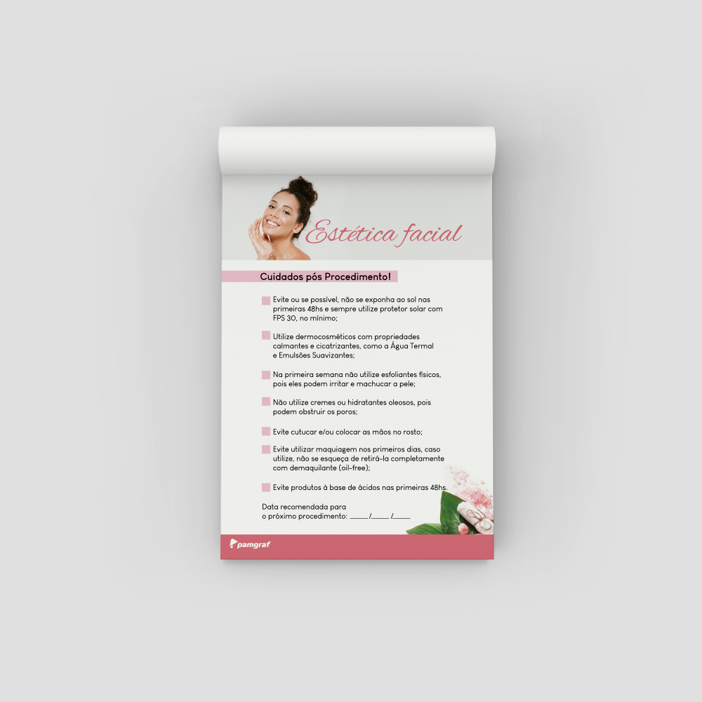 Cuidados Estetica Facial Bloco com 100 Folhas