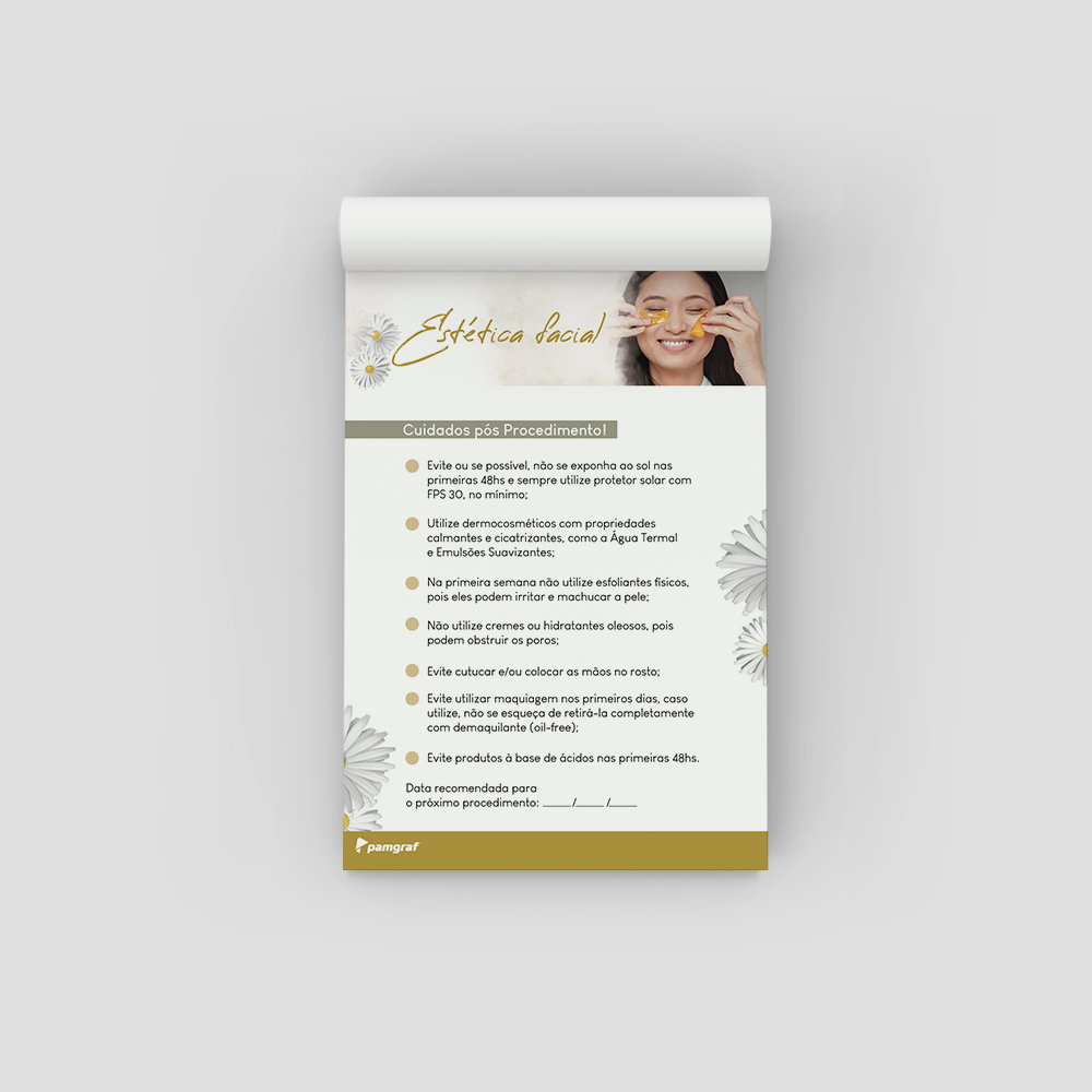 Cuidados Estetica Facial Bloco com 100 Folhas