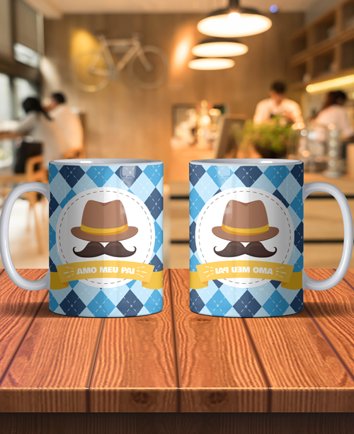 Caneca Personalizada Dia dos Pais em Porcelana Branca
