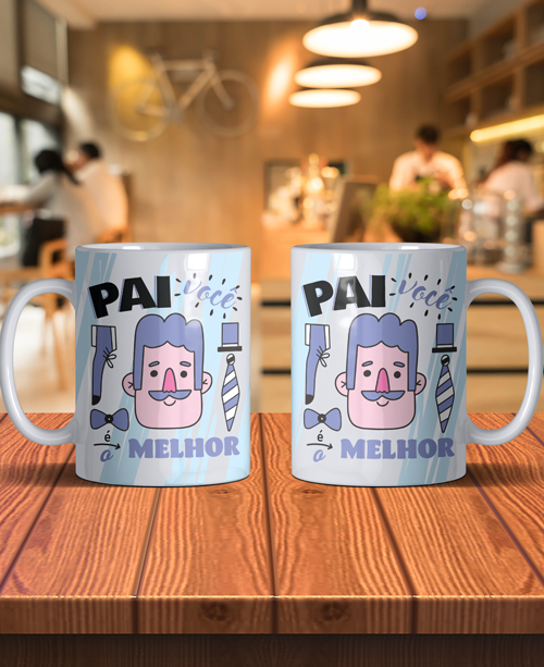 Caneca Personalizada Dia dos Pais em Porcelana Branca